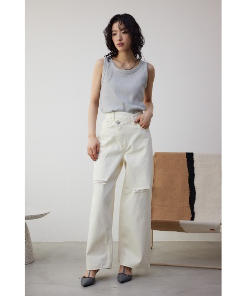 AZUL by moussy(アズールバイマウジー)の「ベーシッククルーネックリブタンク(Tシャツ/カットソー・レディース・アイボリー/ブラック/グレー/ホワイト系その他・M/L/S/M)」の13枚目の写真