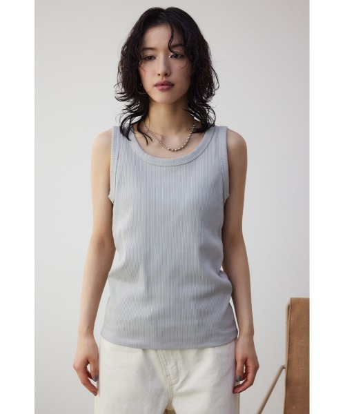 AZUL by moussy(アズールバイマウジー)の「ベーシッククルーネックリブタンク(Tシャツ/カットソー・レディース・アイボリー/ブラック/グレー/ホワイト系その他・M/L/S/M)」の14枚目の写真