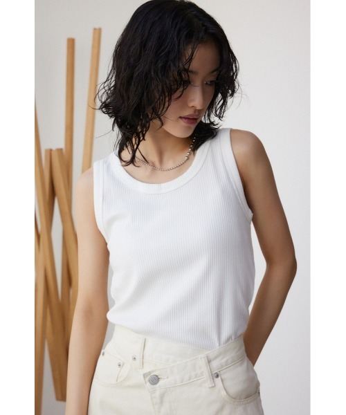 AZUL by moussy(アズールバイマウジー)の「ベーシッククルーネックリブタンク(Tシャツ/カットソー・レディース・アイボリー/ブラック/グレー/ホワイト系その他・M/L/S/M)」の21枚目の写真