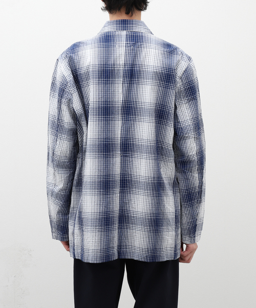 NOMA t.d.（ノーマティーディー）の「【NOMA T.D. / ノ－マ・ティー・ディー】OMBRE PLAID JACKET WITH BEADING（テーラードジャケット・メンズ・ネイビー・3/4）」の5枚目の写真