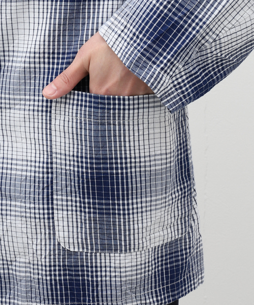NOMA t.d.（ノーマティーディー）の「【NOMA T.D. / ノ－マ・ティー・ディー】OMBRE PLAID JACKET WITH BEADING（テーラードジャケット・メンズ・ネイビー・3/4）」の10枚目の写真