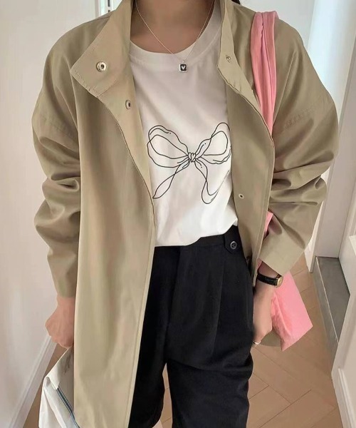 Sibra(シブラ)の「リボンプリントTシャツ(Tシャツ/カットソー・レディース・ブラック/ホワイト・M)」の6枚目の写真