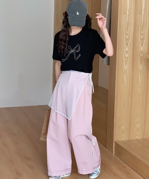 Sibra(シブラ)の「リボンプリントTシャツ(Tシャツ/カットソー・レディース・ブラック/ホワイト・M)」の15枚目の写真