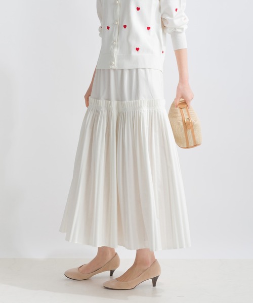 PICCIN(ピッチン)の「プリーツギャザースカート(スカート・レディース・ブラック/オフホワイト・M)」の2枚目の写真