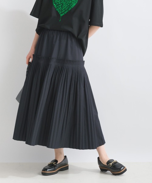 PICCIN(ピッチン)の「プリーツギャザースカート(スカート・レディース・ブラック/オフホワイト・M)」の1枚目の写真