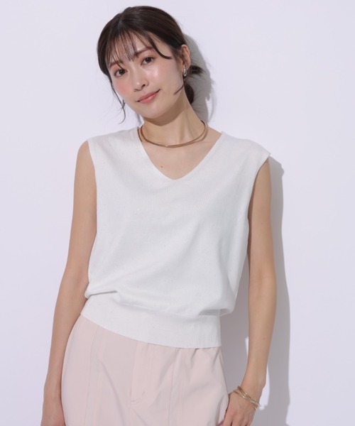 Apuweiser-riche スパンコールニットアンサンブル　ホワイト Apuweiser-riche（アプワイザーリッシェ）の「スパンコール