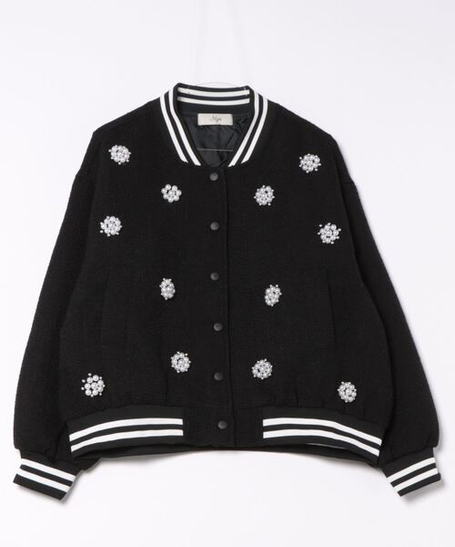 【新品未使用⭐︎完売品】Myu パールフラワー ツイードブルゾン M y u（ミュー）の「パールフラワー ツイードブルゾン（ブルゾン