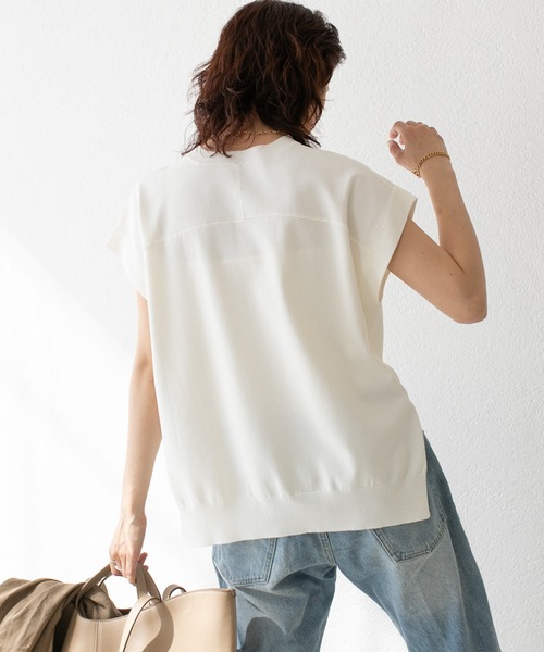 RIVE DROITE（リヴドロワ）の「クールタッチショルダーニット（ニット/セーター・レディース・ブラック/ベージュ/オフホワイト・FREE）」の11枚目の写真