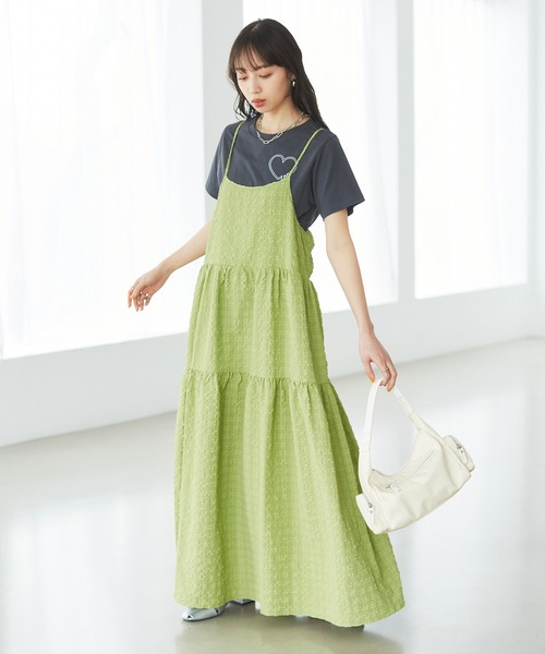 VIS（ビス）の「【洗える】ぽこぽこチェック柄ティアードキャミワンピース（ワンピース・レディース・ブラウン/グリーン/ブラック・FREE）」の20枚目の写真