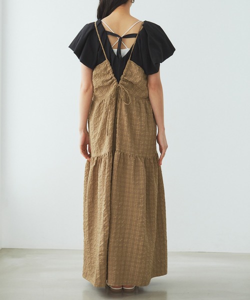 VIS（ビス）の「【洗える】ぽこぽこチェック柄ティアードキャミワンピース（ワンピース・レディース・ブラウン/グリーン/ブラック・FREE）」の10枚目の写真