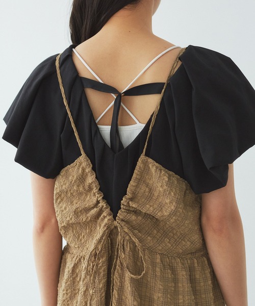 VIS（ビス）の「【洗える】ぽこぽこチェック柄ティアードキャミワンピース（ワンピース・レディース・ブラウン/グリーン/ブラック・FREE）」の11枚目の写真