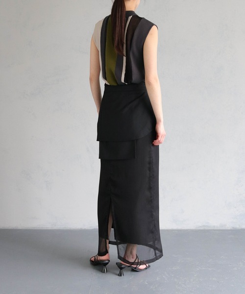 &g'aime（アンジェム）の「【&g’aime】シアー切替配色スリーブレスニット（ニット/セーター・レディース・ブラック/グレイッシュベージュ/チャコールグレー・FREE）」の20枚目の写真