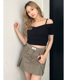 GYDA | ハーフスリーブカシュクールオフショルショートトップス(Tシャツ/カットソー)