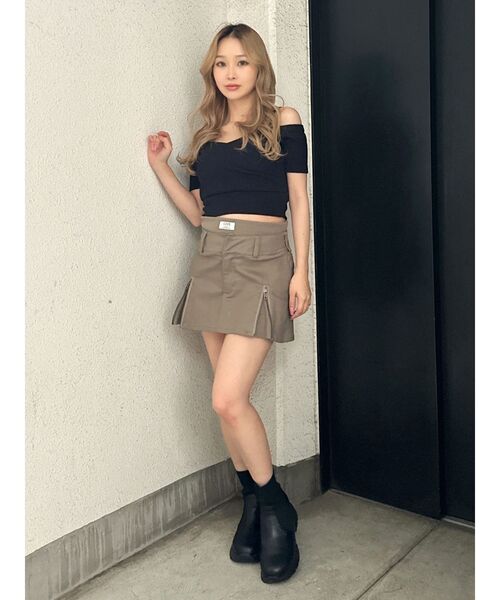 GYDA（ジェイダ）の「ハーフスリーブカシュクールオフショルショートトップス（Tシャツ/カットソー・レディース・オフホワイト/ブラック/ミント・FREE）」の21枚目の写真