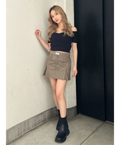 GYDA（ジェイダ）の「ハーフスリーブカシュクールオフショルショートトップス（Tシャツ/カットソー・レディース・オフホワイト/ブラック/ミント・FREE）」の22枚目の写真