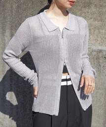 tiptop | 【web限定アイテム】ラメシアー衿付きダブルジップカーディガン(カーディガン/ボレロ)