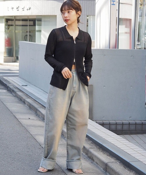 セール】【web限定アイテム】ラメシアー衿付きダブルジップ