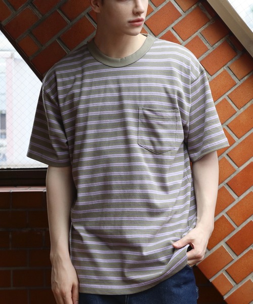 【セール】HOUSTON マルチボーダーポケットTシャツ(Tシャツ/カットソー)|HOUSTON(ヒューストン) 4,693円