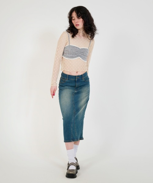 TINA:JOJUN(ティーナジョジュン)の「刺繍入り ニットビスチェ TINA:JOJUN(チューブトップ・レディース・グレー/ホワイト・M)」の12枚目の写真