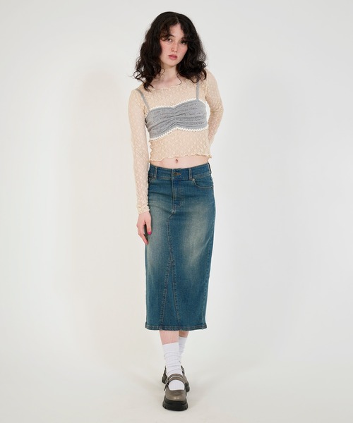 TINA:JOJUN(ティーナジョジュン)の「刺繍入り ニットビスチェ TINA:JOJUN(チューブトップ・レディース・グレー/ホワイト・M)」の13枚目の写真