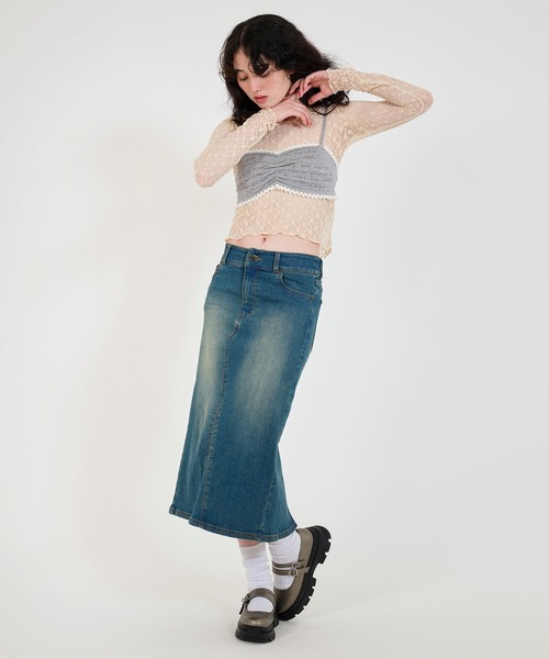 TINA:JOJUN(ティーナジョジュン)の「刺繍入り ニットビスチェ TINA:JOJUN(チューブトップ・レディース・グレー/ホワイト・M)」の14枚目の写真