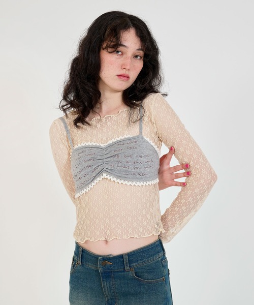 TINA:JOJUN(ティーナジョジュン)の「刺繍入り ニットビスチェ TINA:JOJUN(チューブトップ・レディース・グレー/ホワイト・M)」の15枚目の写真