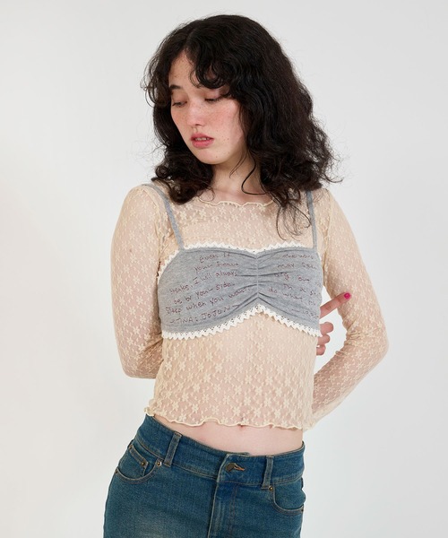 TINA:JOJUN(ティーナジョジュン)の「刺繍入り ニットビスチェ TINA:JOJUN(チューブトップ・レディース・グレー/ホワイト・M)」の16枚目の写真