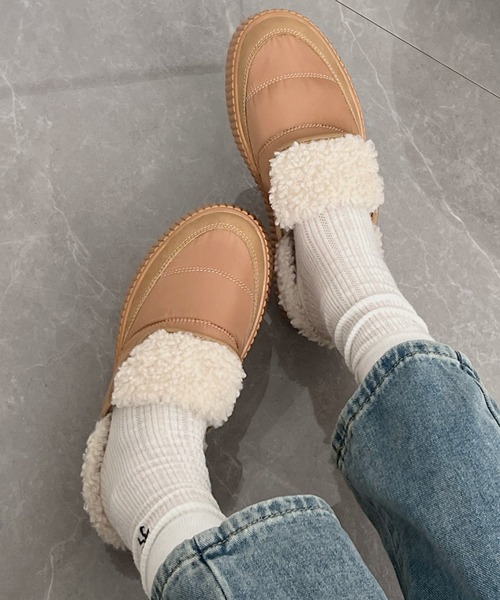 Shoes in Closet（シューズインクローゼット）の「軽量厚底プラットフォーム  リブソール ボア スリッポン/サンダル 2439（スリッポン・レディース・アイボリー/ベージュ/ブラック・M/S/LL/L）」の20枚目の写真