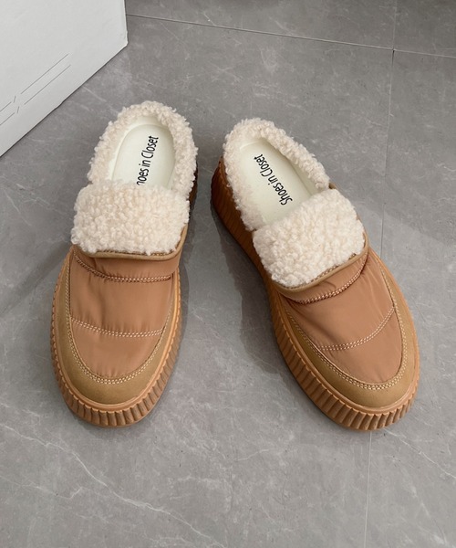 Shoes in Closet（シューズインクローゼット）の「軽量厚底プラットフォーム  リブソール ボア スリッポン/サンダル 2439（スリッポン・レディース・アイボリー/ベージュ/ブラック・M/S/LL/L）」の22枚目の写真