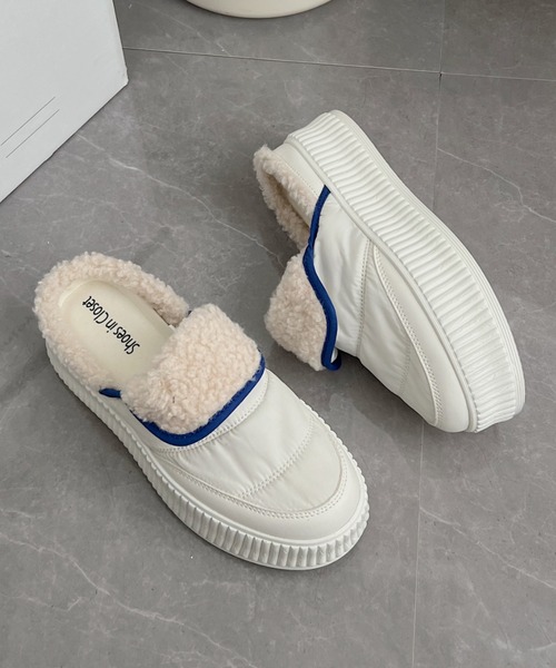 Shoes in Closet（シューズインクローゼット）の「軽量厚底プラットフォーム  リブソール ボア スリッポン/サンダル 2439（スリッポン・レディース・アイボリー/ベージュ/ブラック・M/S/LL/L）」の10枚目の写真