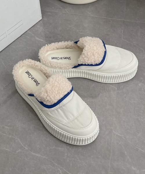 Shoes in Closet（シューズインクローゼット）の「軽量厚底プラットフォーム  リブソール ボア スリッポン/サンダル 2439（スリッポン・レディース・アイボリー/ベージュ/ブラック・M/S/LL/L）」の9枚目の写真