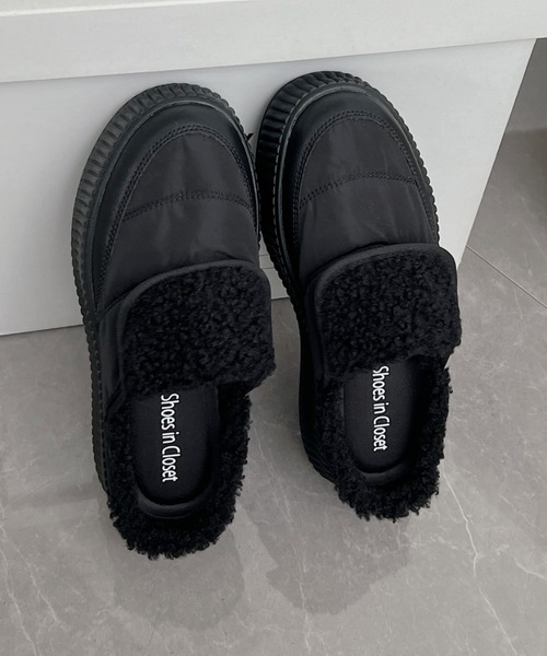 Shoes in Closet（シューズインクローゼット）の「軽量厚底プラットフォーム  リブソール ボア スリッポン/サンダル 2439（スリッポン・レディース・アイボリー/ベージュ/ブラック・M/S/LL/L）」の17枚目の写真