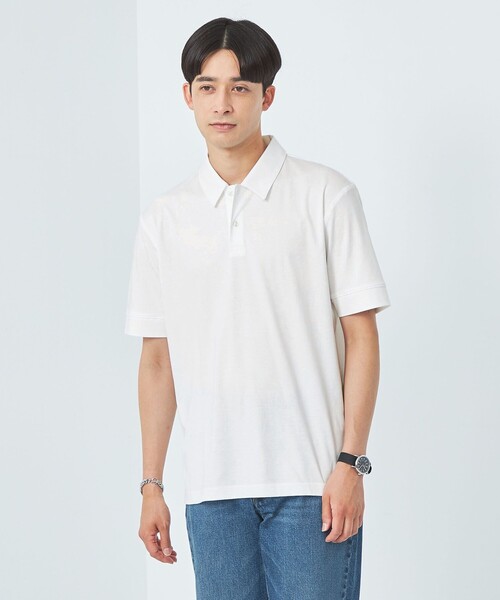 green label relaxing(グリーンレーベルリラクシング)の「【WEB限定】JUSTFIT エアリー ソフト ポロシャツ(ポロシャツ・メンズ・ホワイト/ブラック/ネイビー/ターコイズブルー・S/M/L/XL)」の1枚目の写真