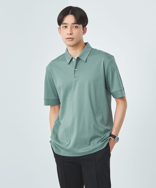 green label relaxing(グリーンレーベルリラクシング)の「【WEB限定】JUSTFIT エアリー ソフト ポロシャツ(ポロシャツ・メンズ・ホワイト/ブラック/ネイビー/ターコイズブルー・S/M/L/XL)」の4枚目の写真