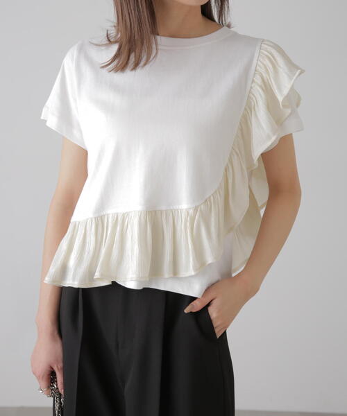 FREE'S MART（フリーズマート）の「ラウンドフリルデザインＴシャツ（Tシャツ/カットソー・レディース・グレー/ブラック/ホワイト・FREE）」の2枚目の写真