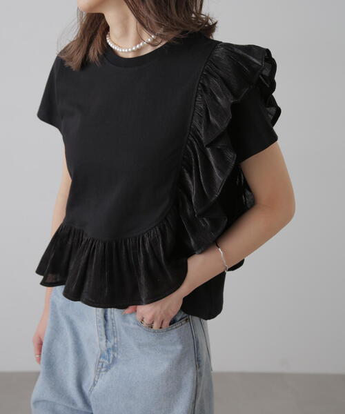 FREE'S MART（フリーズマート）の「ラウンドフリルデザインＴシャツ（Tシャツ/カットソー・レディース・グレー/ブラック/ホワイト・FREE）」の3枚目の写真