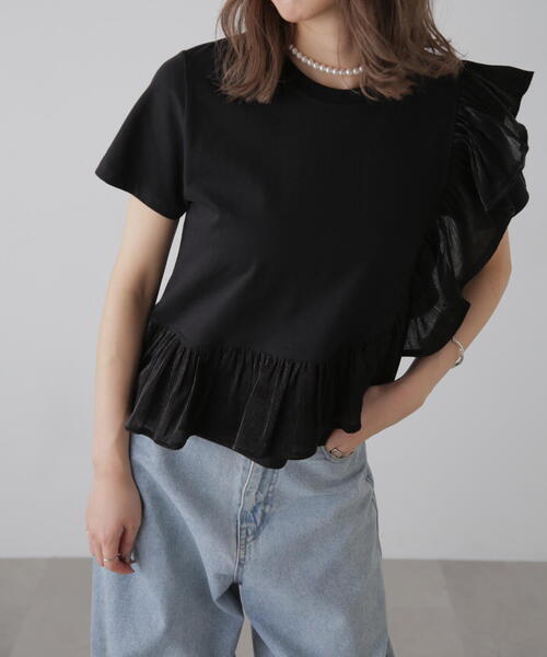 FREE'S MART（フリーズマート）の「ラウンドフリルデザインＴシャツ（Tシャツ/カットソー・レディース・グレー/ブラック/ホワイト・FREE）」の5枚目の写真