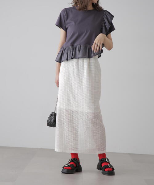 FREE'S MART（フリーズマート）の「ラウンドフリルデザインＴシャツ（Tシャツ/カットソー・レディース・グレー/ブラック/ホワイト・FREE）」の18枚目の写真