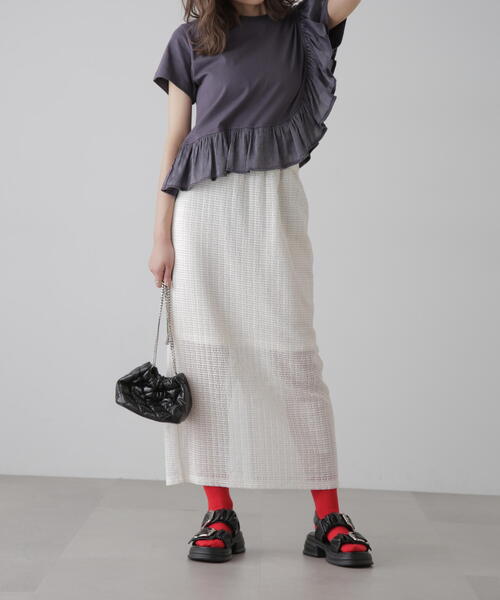 FREE'S MART（フリーズマート）の「ラウンドフリルデザインＴシャツ（Tシャツ/カットソー・レディース・グレー/ブラック/ホワイト・FREE）」の19枚目の写真