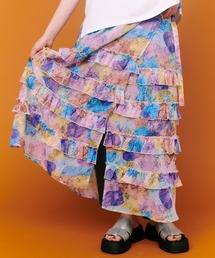 manana suerte | オリジナルプリントシアーフリルラップスカート(スカート)