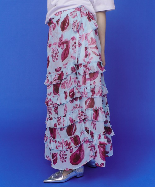 manana suerte（マニャーナスエルテ）の「オリジナルプリントシアーフリルラップスカート（スカート・レディース・その他1/その他2・FREE）」の5枚目の写真