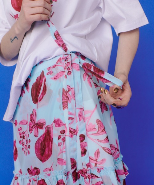 manana suerte（マニャーナスエルテ）の「オリジナルプリントシアーフリルラップスカート（スカート・レディース・その他1/その他2・FREE）」の6枚目の写真