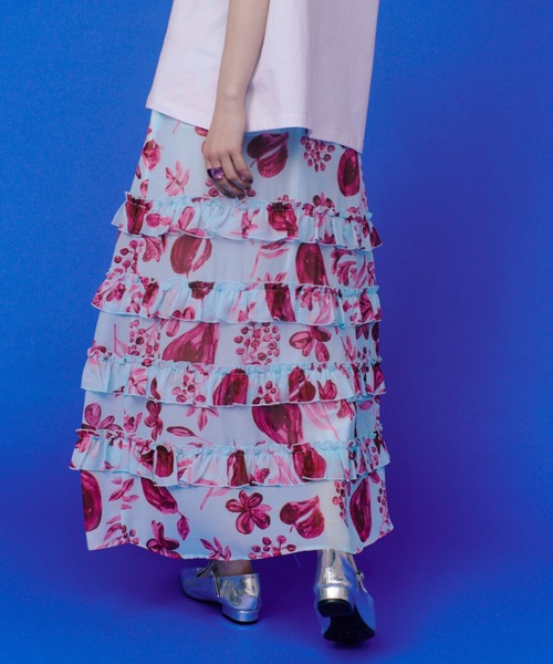 manana suerte（マニャーナスエルテ）の「オリジナルプリントシアーフリルラップスカート（スカート・レディース・その他1/その他2・FREE）」の9枚目の写真