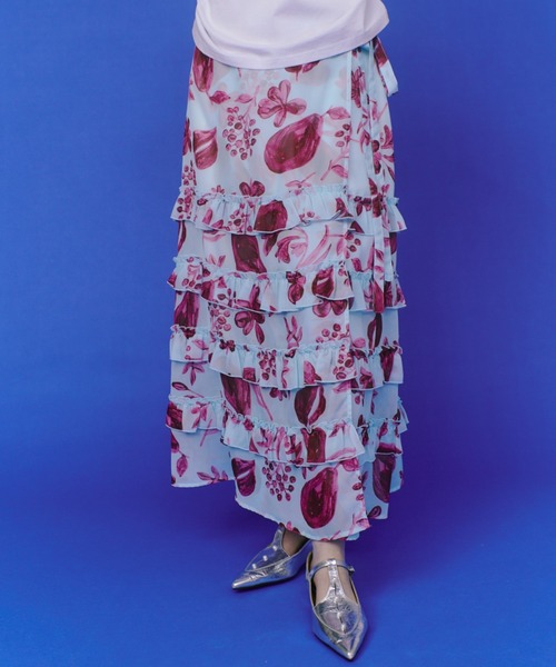 manana suerte（マニャーナスエルテ）の「オリジナルプリントシアーフリルラップスカート（スカート・レディース・その他1/その他2・FREE）」の8枚目の写真