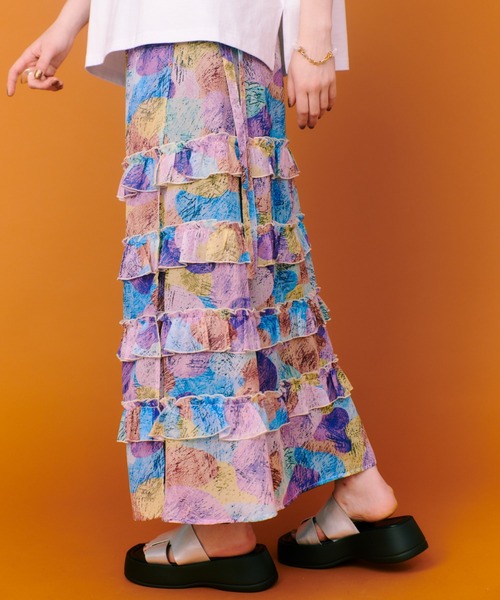 manana suerte（マニャーナスエルテ）の「オリジナルプリントシアーフリルラップスカート（スカート・レディース・その他1/その他2・FREE）」の17枚目の写真