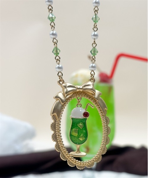 axes femme POETIQUE（アクシーズファムポエティック）の「クリームソーダネックレス（ネックレス・レディース・グリーン/ピンク・FREE）」の3枚目の写真