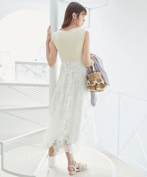 MAJESTIC LEGON(マジェスティックレゴン)の「【WEB限定アイテム】レースアップノースリドッキングワンピ(ワンピース・レディース・ピンク/グレー/オフホワイト・X-SMALL/SMALL/MEDIUM)」の1枚目の写真