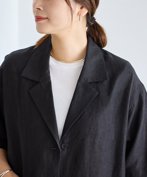 JOURNAL STANDARD（ジャーナルスタンダード）の「レーヨン麻ハーフスリーブシャツジャケット（その他アウター・レディース・ブラック/ブラック系その他・FREE）」の10枚目の写真