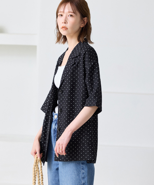 JOURNAL STANDARD（ジャーナルスタンダード）の「レーヨン麻ハーフスリーブシャツジャケット（その他アウター・レディース・ブラック/ブラック系その他・FREE）」の14枚目の写真
