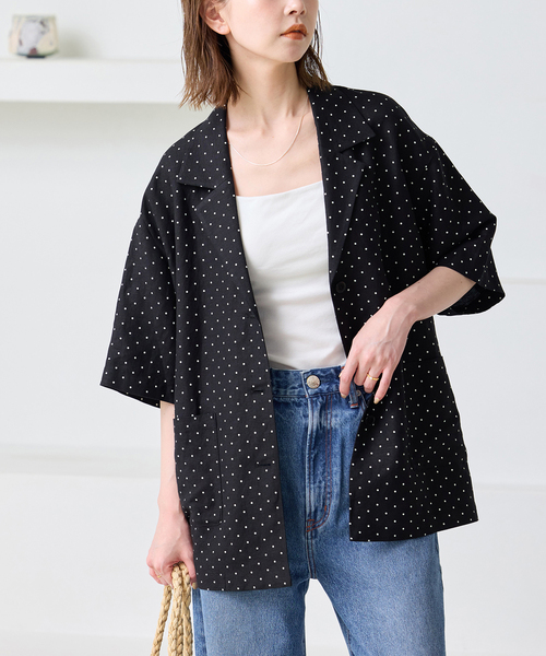 JOURNAL STANDARD（ジャーナルスタンダード）の「レーヨン麻ハーフスリーブシャツジャケット（その他アウター・レディース・ブラック/ブラック系その他・FREE）」の15枚目の写真